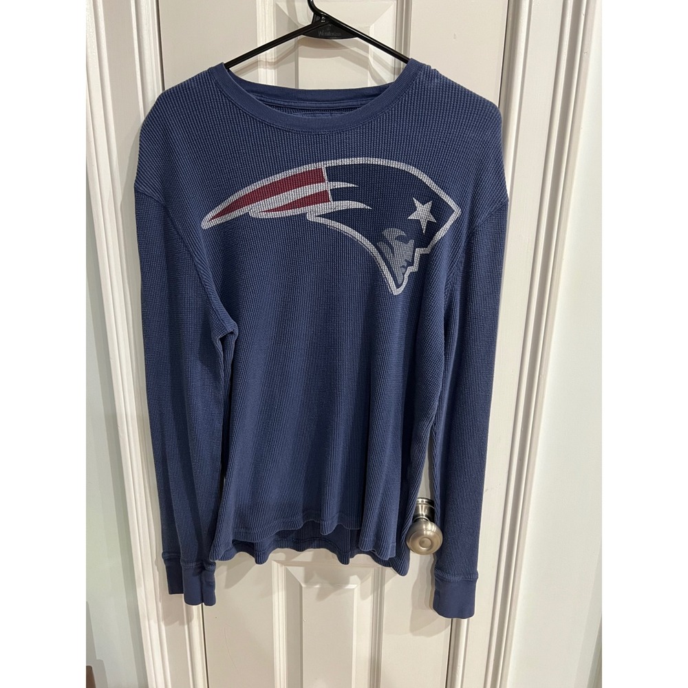 NFL Team Apparel New England Patriots Mens Blue Waffle Knit Thermal Shirt Medium